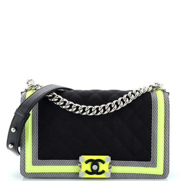 Chanel Fluo Boy Flap Bag Quilted Canvas Old Medium