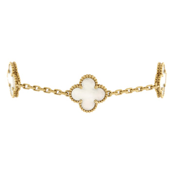 Van Cleef & Arpels Vintage Alhambra 5 Motifs Bracelet 18K Yellow Gold and Mother of Pearl