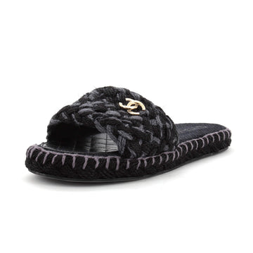Chanel Women's CC Slide Mules Braided Fabric