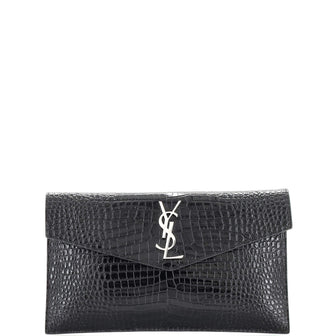 Saint Laurent Uptown Pouch Crocodile Embossed Leather