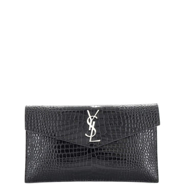 Saint Laurent Uptown Pouch Crocodile Embossed Leather