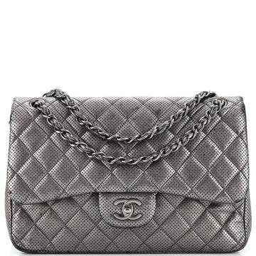 Chanel Classic Double Flap Bag Quilted Perforated Lambskin Jumbo