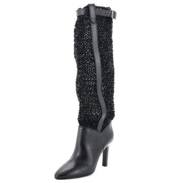 Saint Laurent Women's Kim Knee High Boots Woven Leather 90