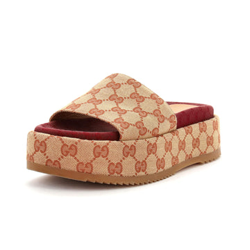 Gucci Women's Angelina Platform Slide Sandals GG Canvas