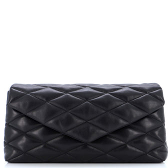 Saint Laurent Sade Puffer Envelope Clutch Quilted Leather Large