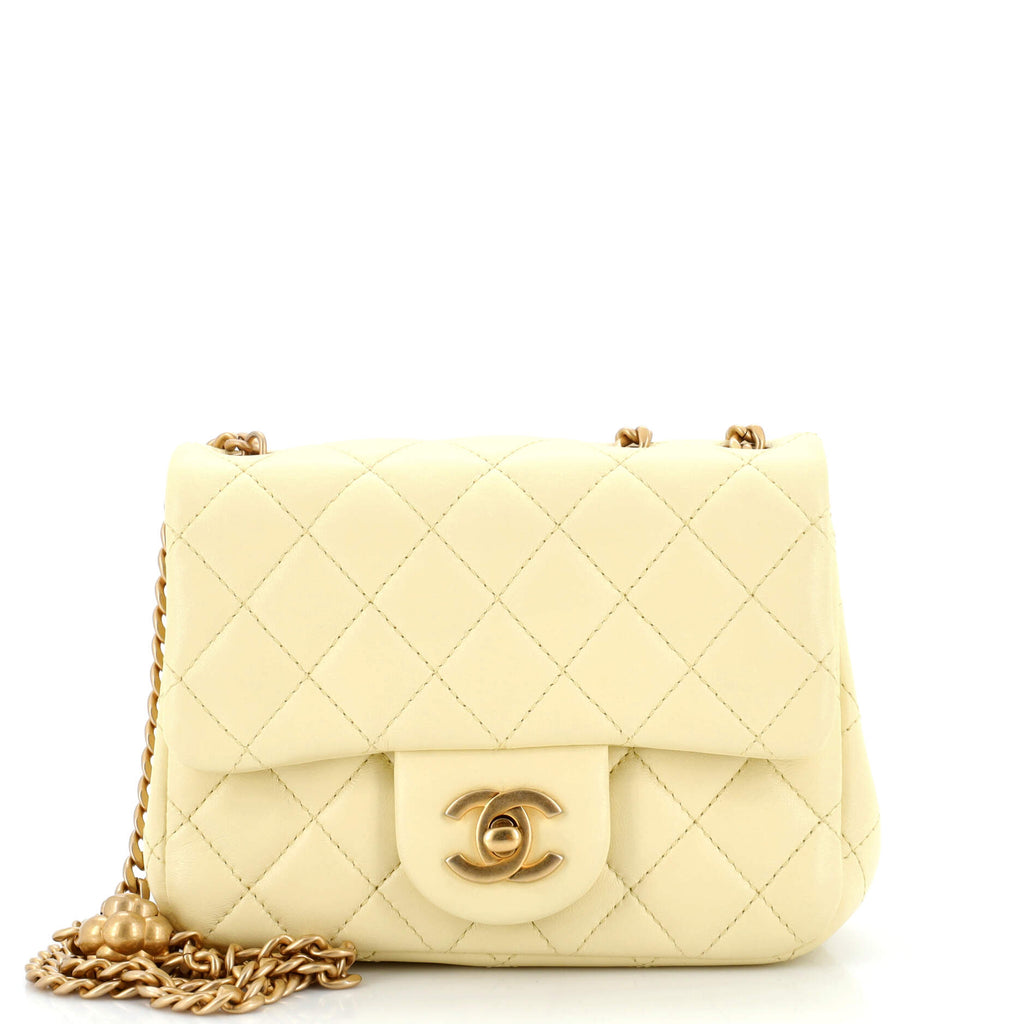 Chanel Mini Rectangular Flap Bag White Lambskin Light Gold Hardware in 2023