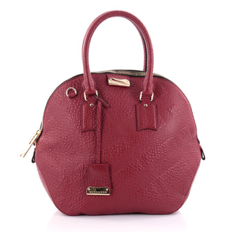Burberry Orchard Bag Embossed Check Leather Medium Red 2439301
