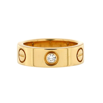 Cartier Love 3 Diamonds Band Ring 18K Yellow Gold with Diamonds