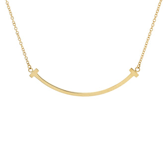 Tiffany & Co. T Smile Pendant Necklace 18K Yellow Gold Small