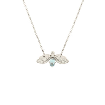 Tiffany & Co. Paper Flowers Firefly Pendant Necklace Platinum with Diamonds and Aquamarine Small