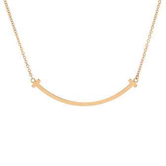 Tiffany & Co. T Smile Pendant Necklace 18K Rose Gold Small