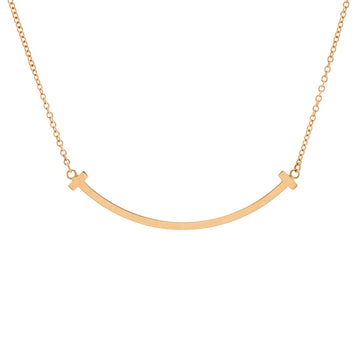 Tiffany & Co. T Smile Pendant Necklace 18K Rose Gold Small