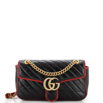 Gucci GG Marmont Flap Bag Diagonal Quilted Leather Small