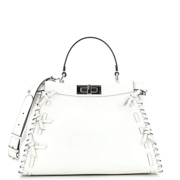 Fendi Bow Peekaboo Bag Whipstitch Leather Regular