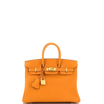 Hermes Birkin Handbag Orange Swift with Gold Hardware 25