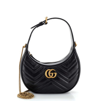 Gucci GG Marmont Half Moon Hobo Leather Mini
