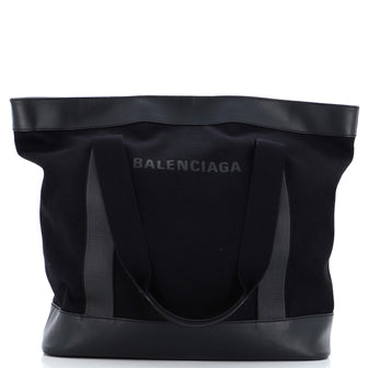 Balenciaga Logo Tote Canvas and Leather Large