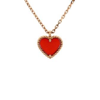 Van Cleef & Arpels Sweet Alhambra Heart Pendant Necklace 18K Rose Gold and Carnelian