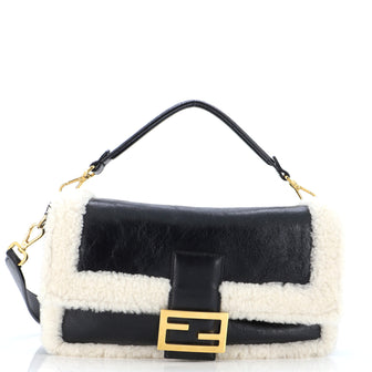 Fendi Baguette NM Bag Shearling and Leather Large