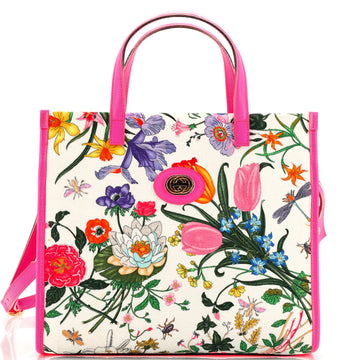 Gucci Convertible Tote Flora Canvas Medium