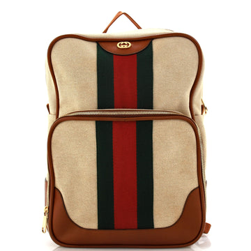 Gucci Front Pocket Backpack Vintage Web Canvas with Leather Medium
