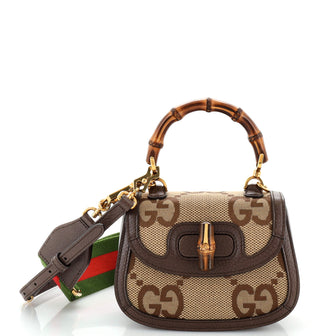 Gucci Bamboo 1947 Top Handle Bag Jumbo GG Canvas Mini