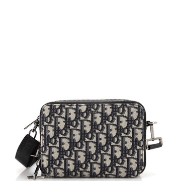 Christian Dior Double Zip Crossbody Pouch Oblique Canvas