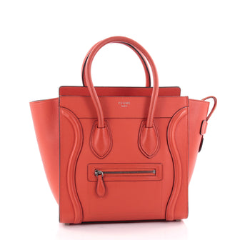 Celine Luggage Handbag Grainy Leather Micro Red 2440601