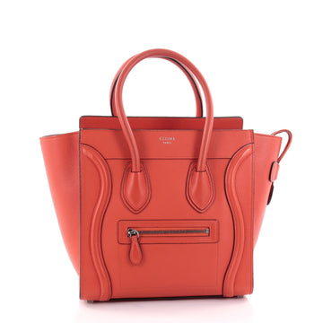 Celine Luggage Handbag Grainy Leather Micro Red 2440601