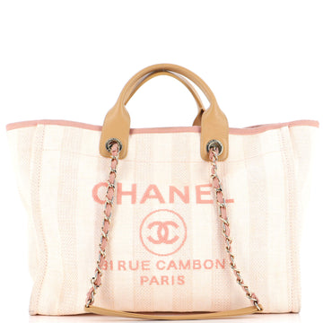 Chanel Deauville Tote Striped Mixed Fibers Medium