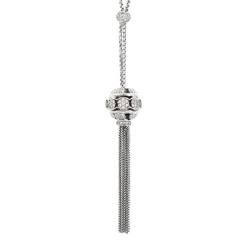 David Yurman Tapestry Tassel Pendant Necklace Sterling Silver with Pave Diamonds