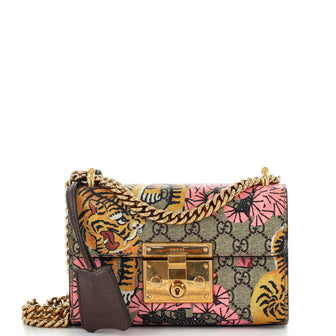 Gucci Padlock Shoulder Bag Bengal Print GG Coated Canvas Small