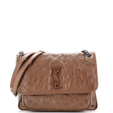 Saint Laurent Niki Chain Flap Bag Matelasse Chevron Leather Medium