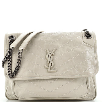 Saint Laurent Niki Chain Flap Bag Matelasse Chevron Leather Medium