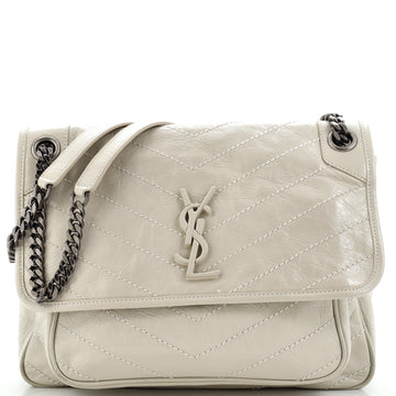 Saint Laurent Niki Chain Flap Bag Matelasse Chevron Leather Medium