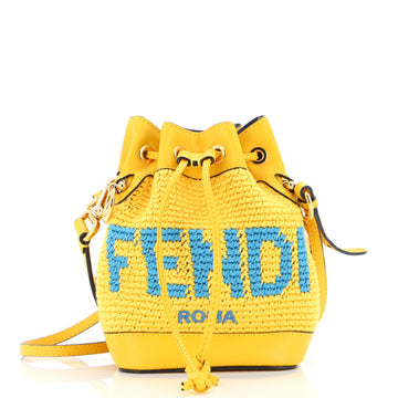 Fendi Mon Tresor Bucket Bag Crochet and Leather Mini
