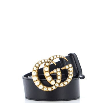 Gucci Pearly GG Marmont Belt Leather Wide