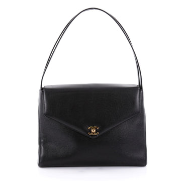 Chanel Vintage CC Kelly Flap Bag Caviar Medium Black