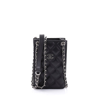 Chanel Embellished CC Flap Phone Holder Crossbody Bag Quilted Caviar  Quilted Caviar Gray 22176311