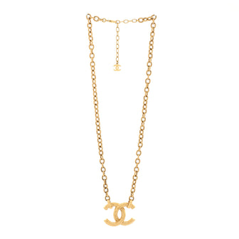 Chanel Quilted CC Pendant Chain Necklace Metal Large Gold 2441491