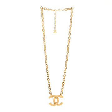 Chanel Quilted CC Pendant Chain Necklace Metal Large