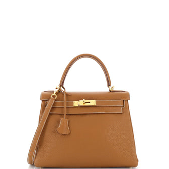 Hermes Kelly Handbag Brown Togo with Gold Hardware 28