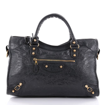Balenciaga City Giant Studs Handbag Leather Medium Gray 2442203
