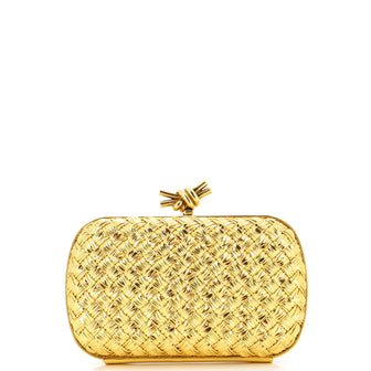 Bottega Veneta Box Knot Clutch NM Intrecciato Metallic Leather Small