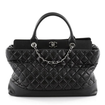 Chanel Be CC Tote Quilted Aged Calfskin Large Black