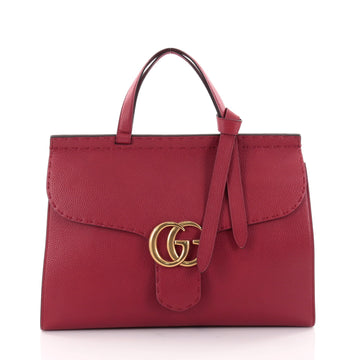 Gucci GG Marmont Top Handle Bag Leather Medium Red 2442601