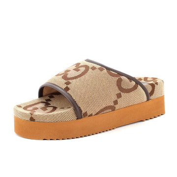 Gucci Women's Platform Slide Sandals Jumbo GG Canvas