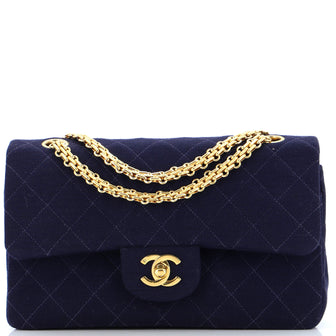 Chanel Vintage Reissue Chain Double Flap Bag Quilted Jersey Small