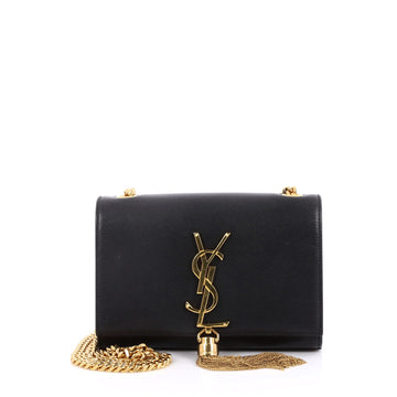 Saint Laurent Classic Monogram Tassel Crossbody Bag Leather Small Black 2443201