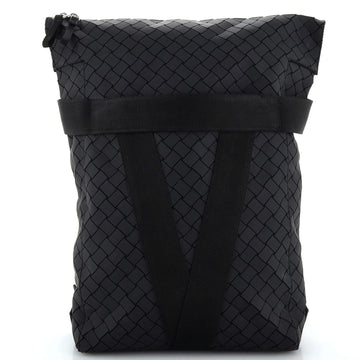 Bottega Veneta Fold-Over Backpack Intrecciato Effect Rubber